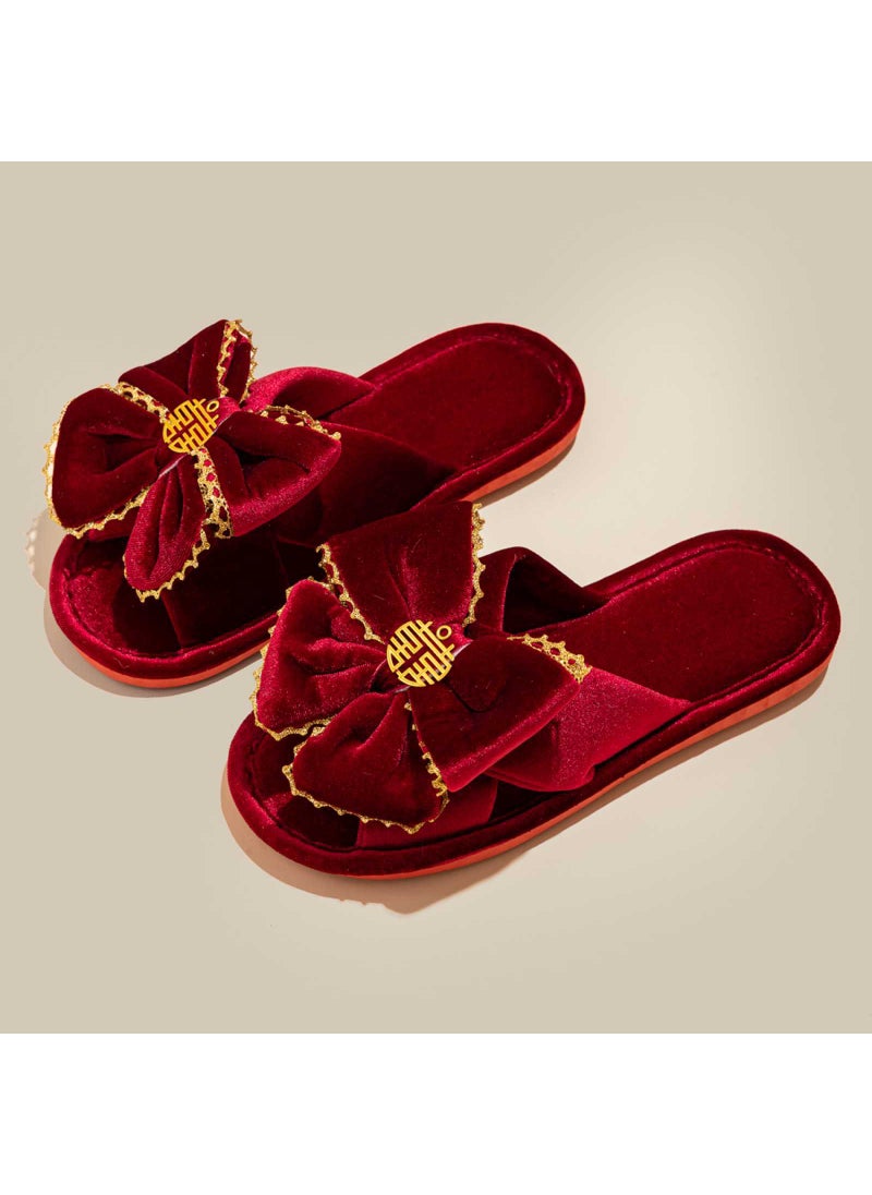 Red Wedding Slippers Luxury Couple SetC042 female C042 female