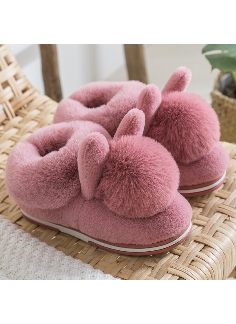 Cotton Slippers Womens Winter Bag Heel Home Thick Sole Non-Slip Moon Shoes Plush Cute Thickened Winter Warm Slippers for HomeSkin red Skin red