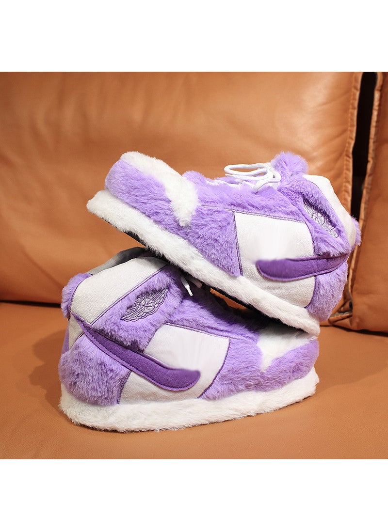 Winter New Warm Thick Cotton Slippers Purple