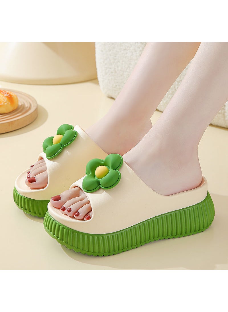 New Summer Fashion Platform Slippers for WomenGreen [with 7cm high flowers]] Green [with 7cm high flowers]]