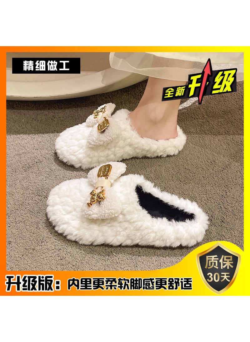 Chic Office Furry Slippers Women Autumn Winter 2023Creamy-white upgraded version Creamy-white upgraded version