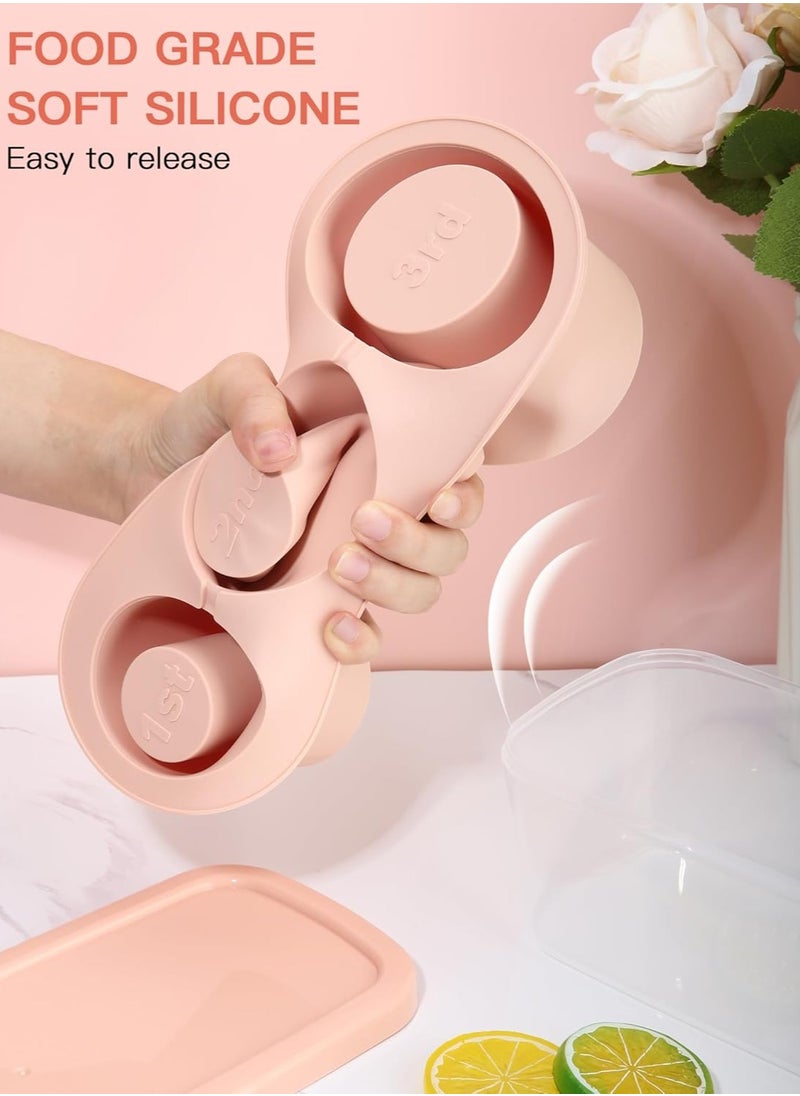 Ice Cube Tray for 30oz - 40oz Glasses, 3 Pieces Silicone Cylindrical Ice Molds with Lid and Ice Box for Refrigerator, Easy Fill and Release Ice Maker for Whiskey, Cocktails, BPA Free (Pink)