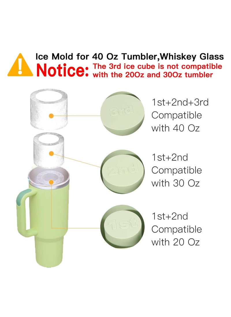 Ice Cube Tray for 30oz - 40oz Glasses, 3 Pieces Silicone Cylindrical Ice Molds with Lid and Ice Box for Refrigerator, Easy Fill and Release Ice Maker for Whiskey, Cocktails, BPA Free (Pink)