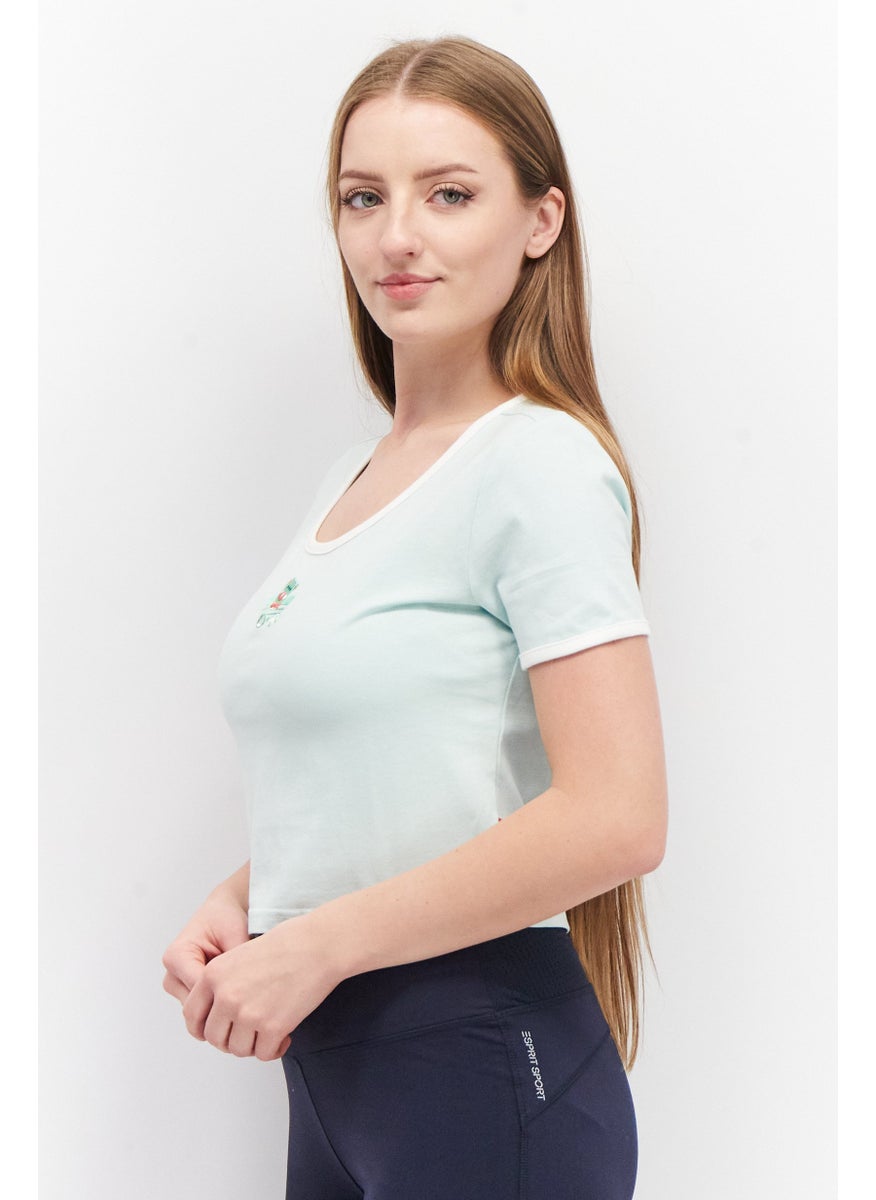 Women Sportswear Fit Short Sleeves Training Top, Green