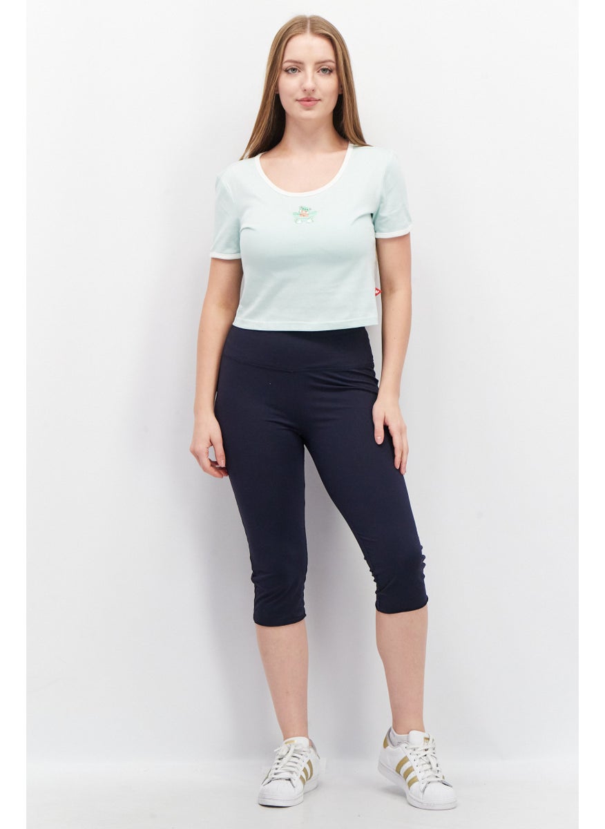 Women Sportswear Fit Short Sleeves Training Top, Green