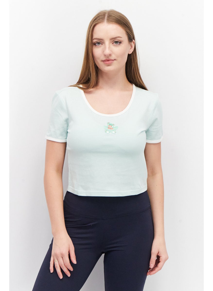 Women Sportswear Fit Short Sleeves Training Top, Green