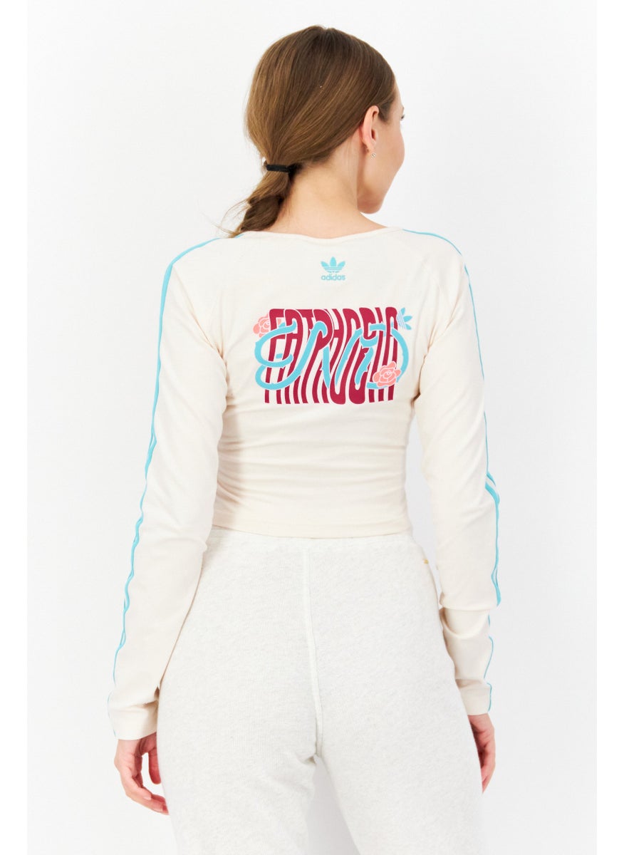 Women Sportswear Fit Long Sleeve Training Top, Cream