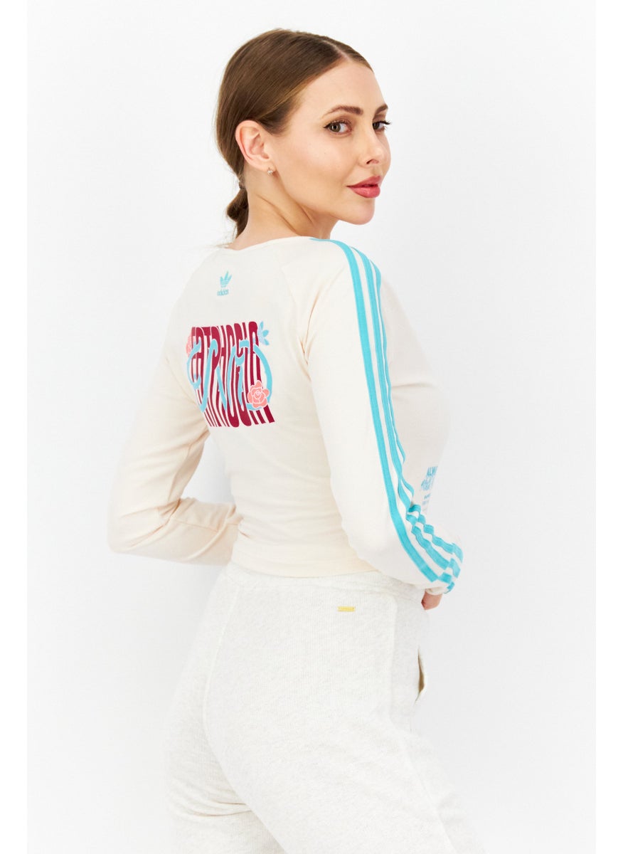 Women Sportswear Fit Long Sleeve Training Top, Cream