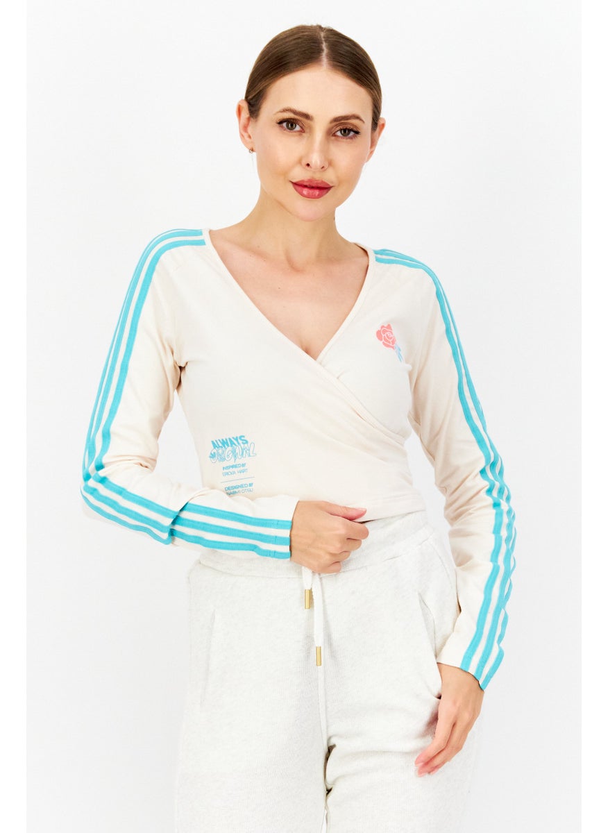 Women Sportswear Fit Long Sleeve Training Top, Cream