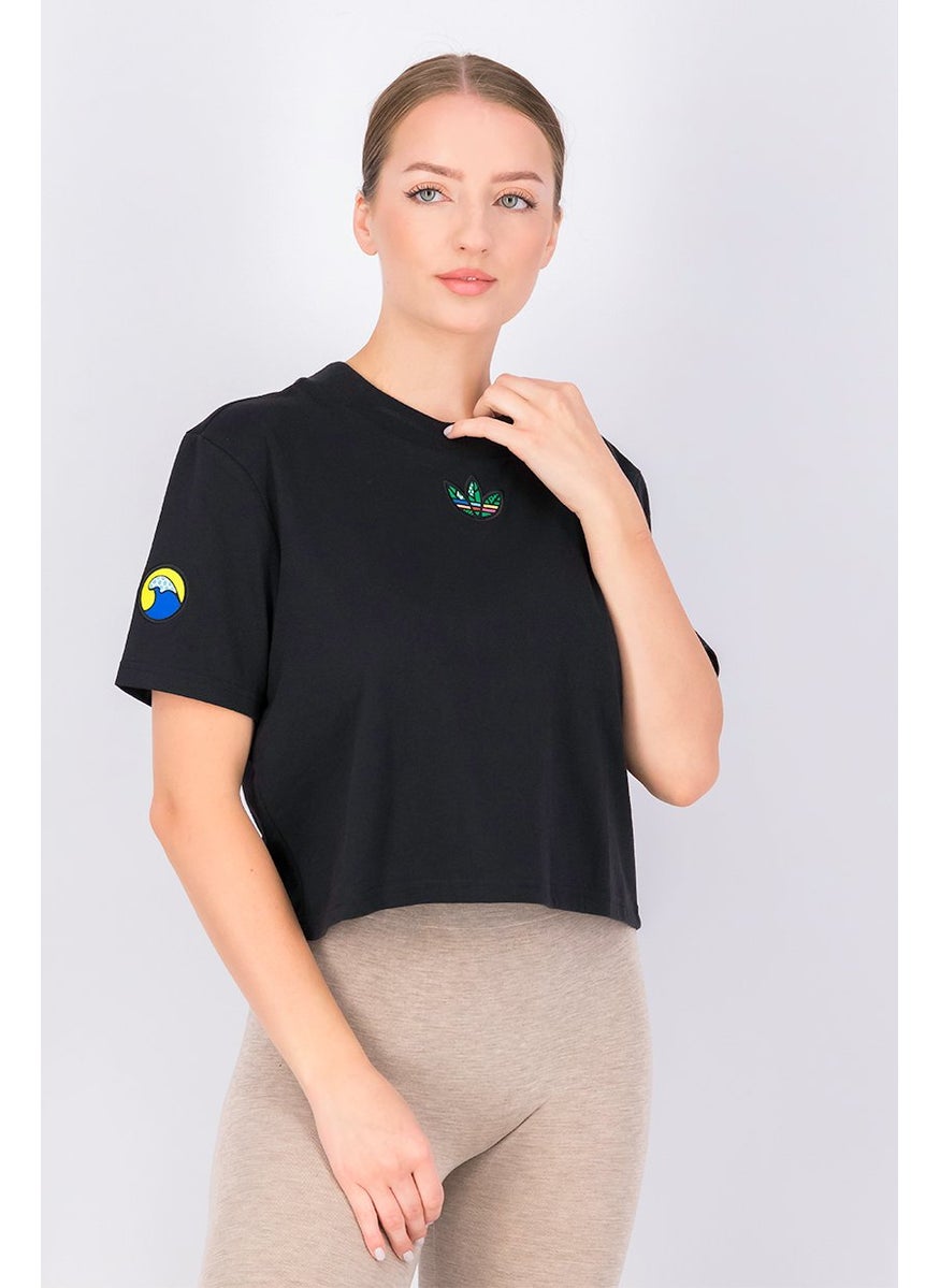 Women Sportswear Fit Short Sleeve Artist Top, Black