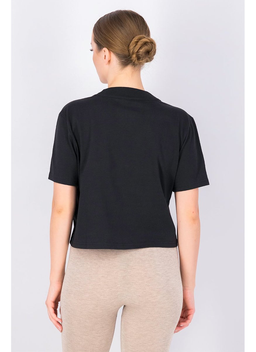 Women Sportswear Fit Short Sleeve Artist Top, Black