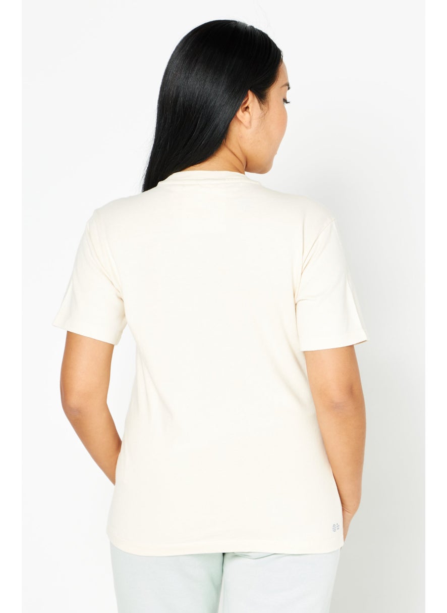 Women Sportswear Fit Short Sleeve Training T-Shirt, Light Beige Combo