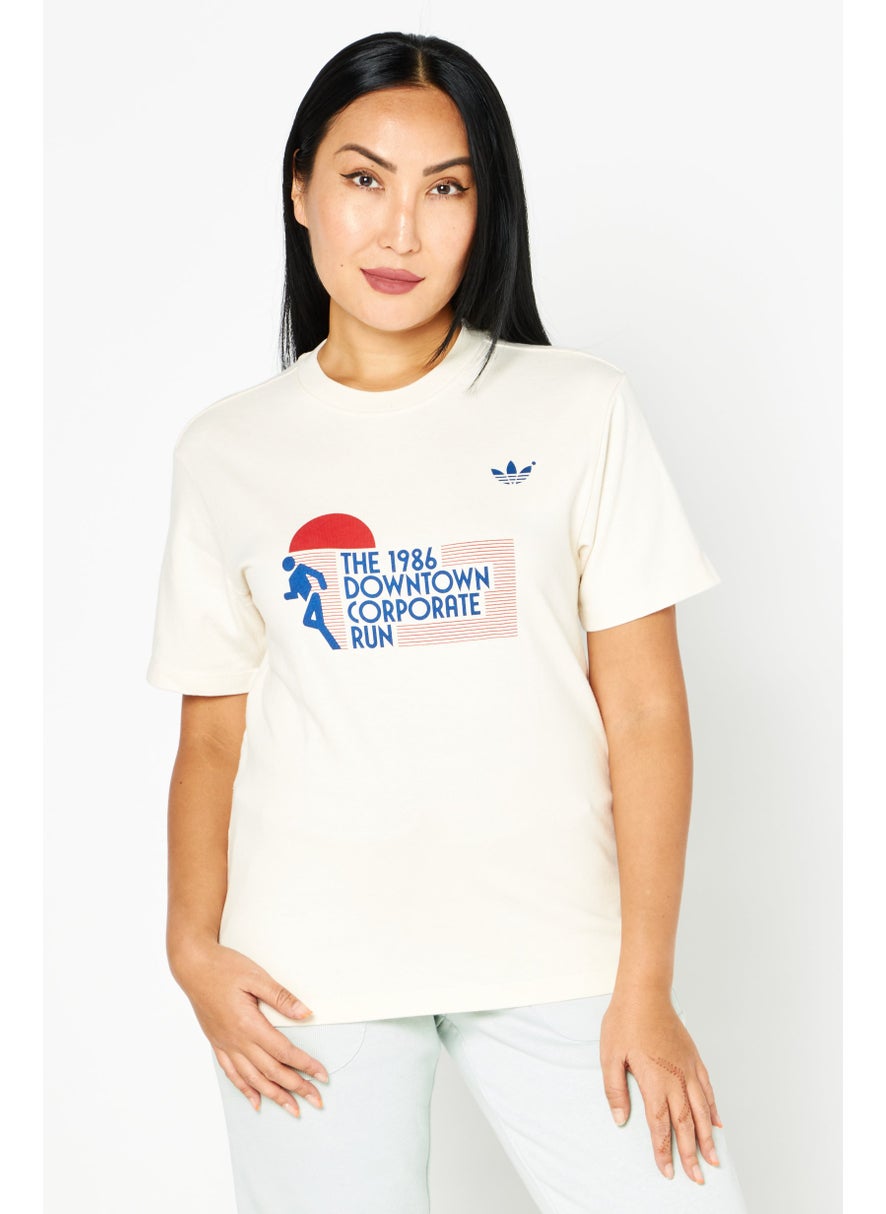 Women Sportswear Fit Short Sleeve Training T-Shirt, Light Beige Combo