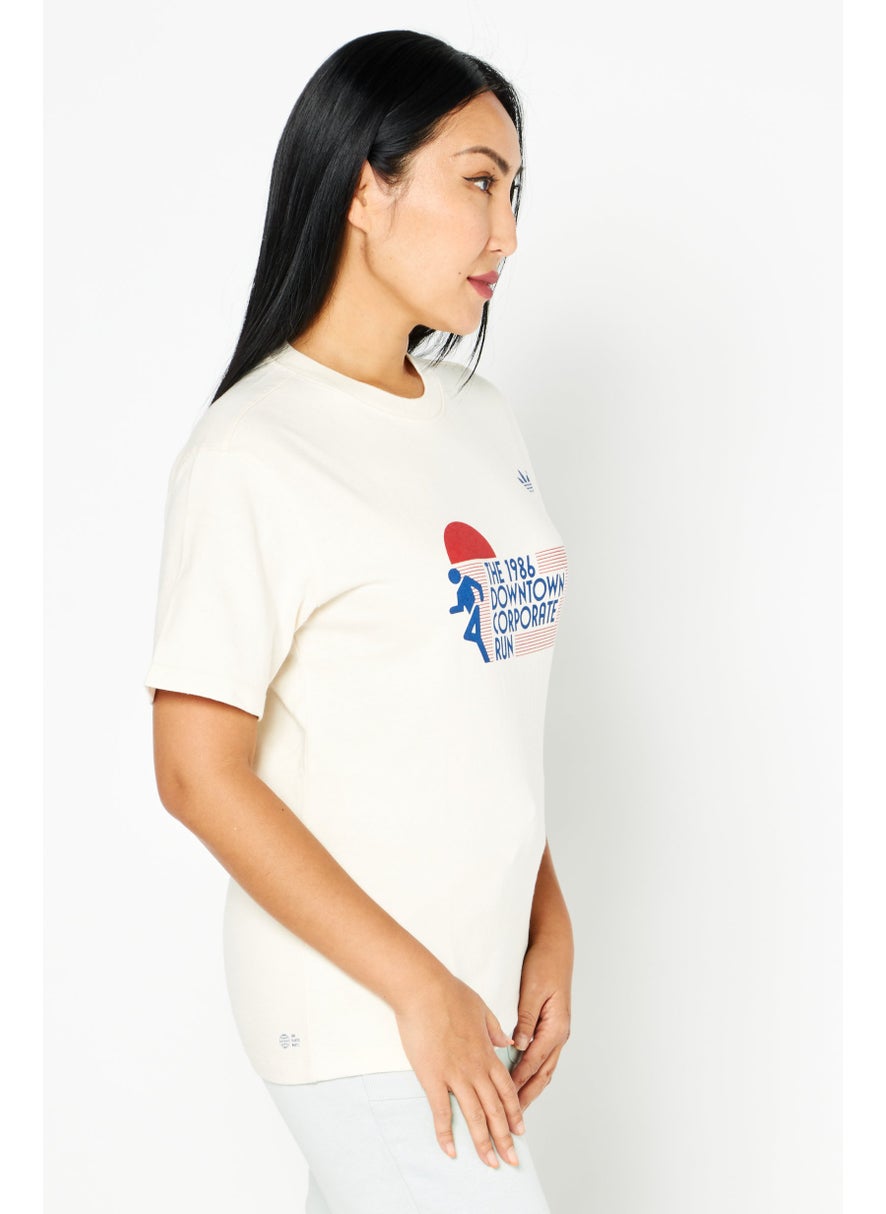 Women Sportswear Fit Short Sleeve Training T-Shirt, Light Beige Combo