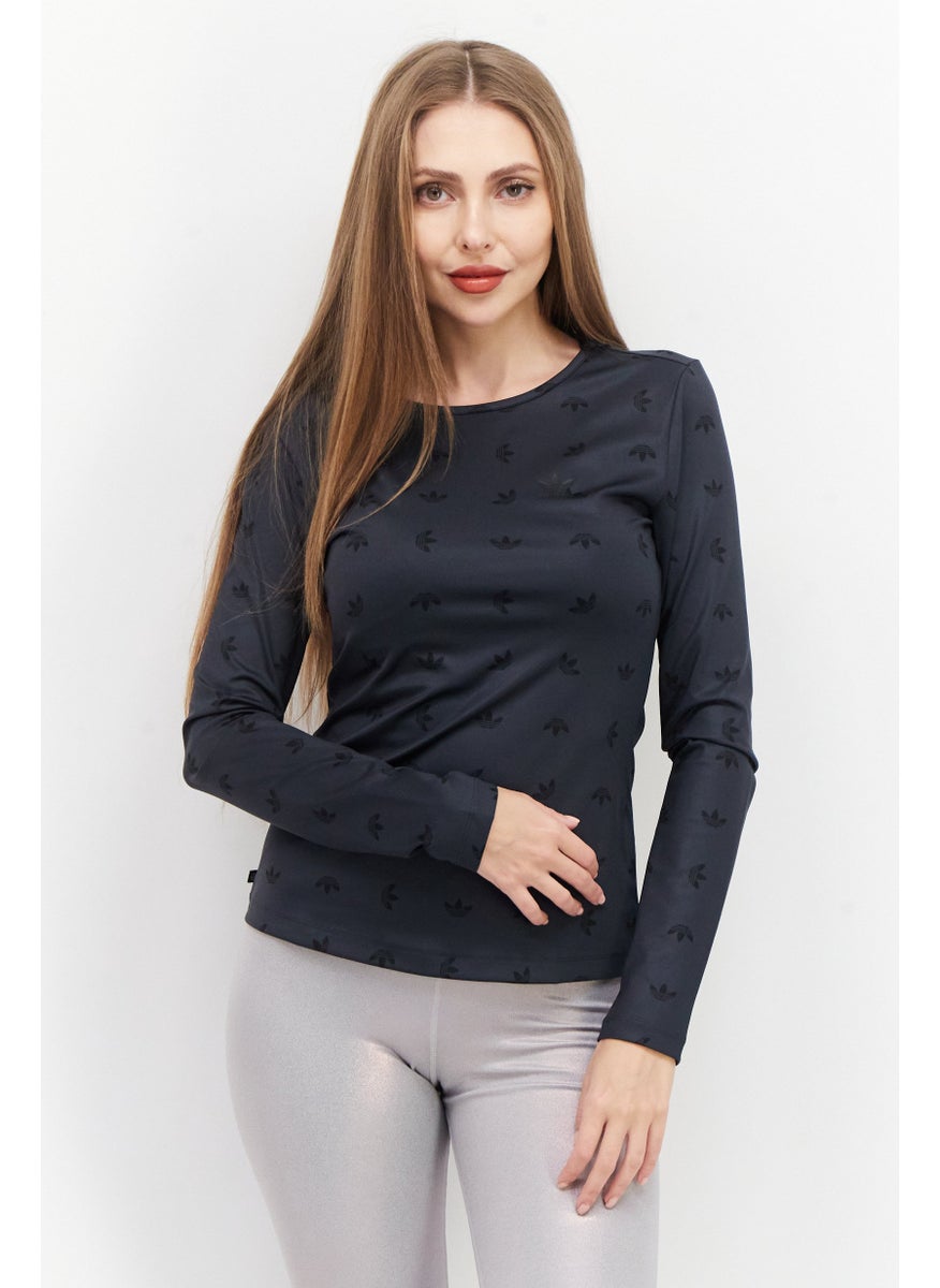 Women Sportswear Fit Long Sleeeve Outdoor Top, Dark Grey