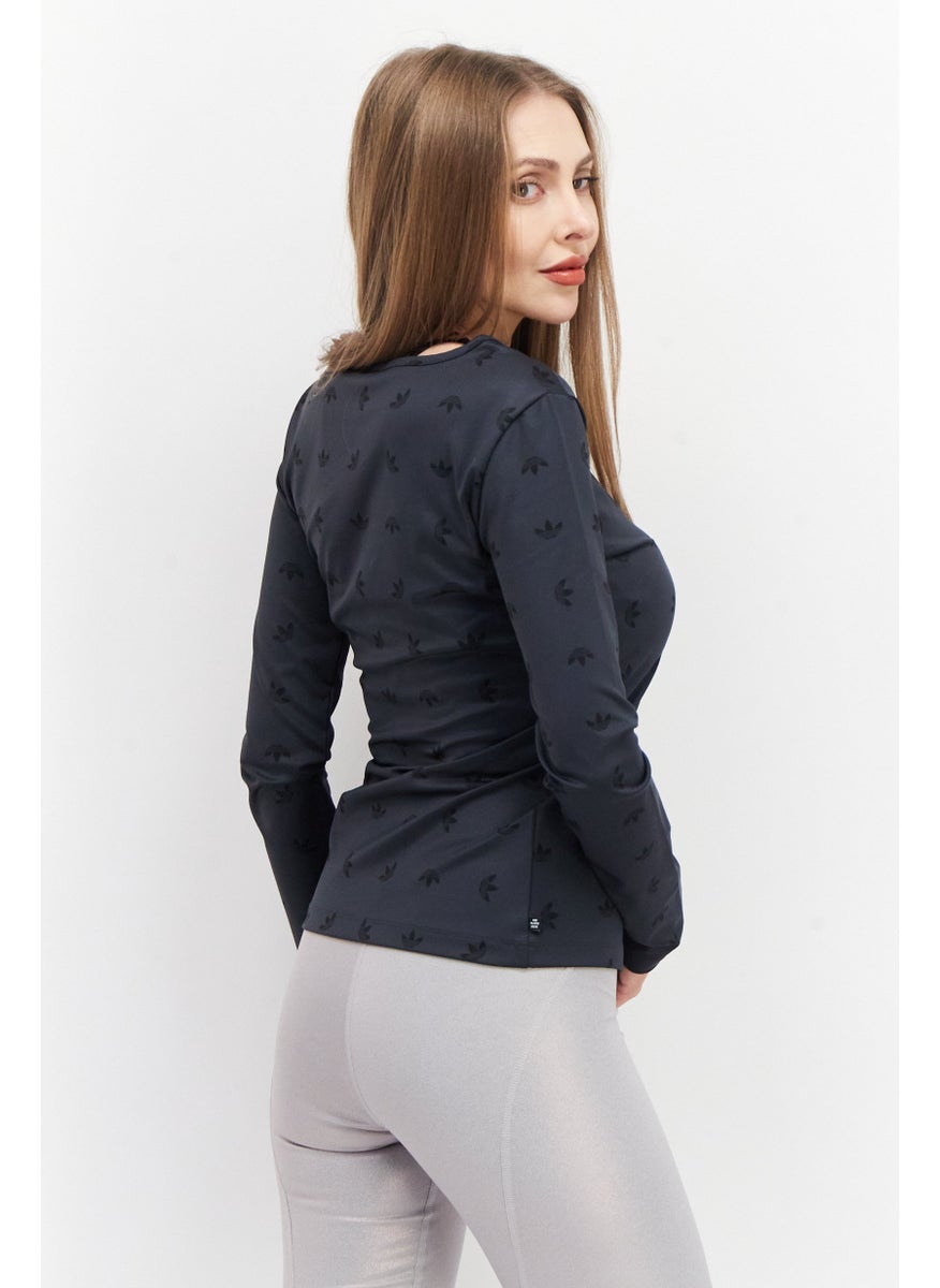 Women Sportswear Fit Long Sleeeve Outdoor Top, Dark Grey