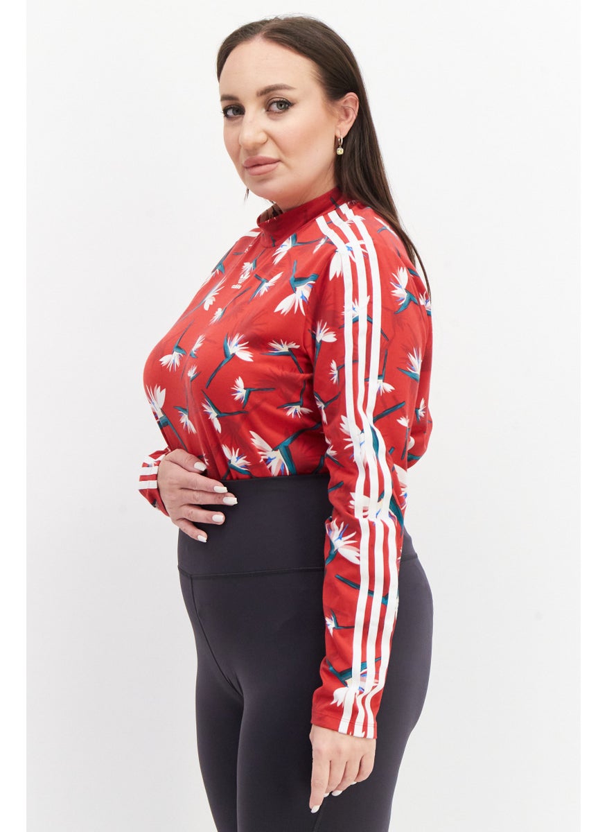 Women Plus Size Brand Logo Bodysuit, Red Combo