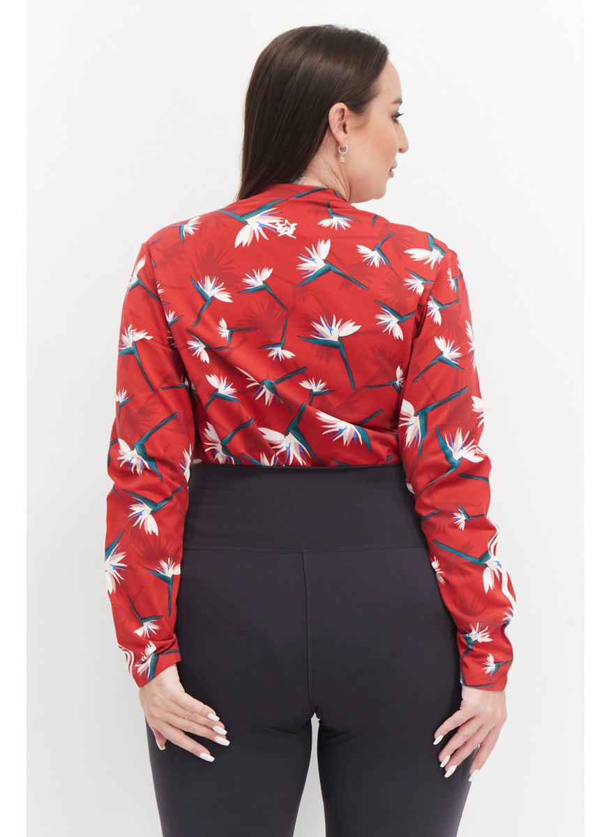 Women Plus Size Brand Logo Bodysuit, Red Combo