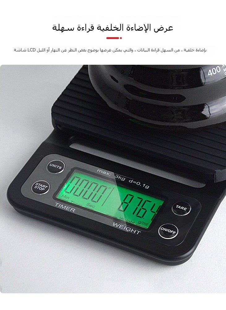 Digital Coffee Scale with Timer, Multi-Functional Precision Kitchen Scale for Coffee, Baking, and Food Weighing