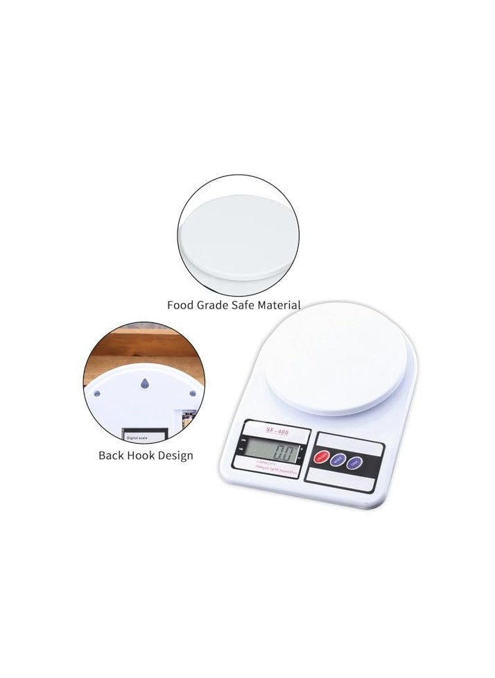 Digital Kitchen Food Scale Electronic Weight Measuring in Grams and Ounces for Cooking Baking Weight Loss with Tare Function LCD Display Plastic (White)