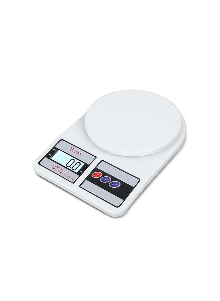 Digital Kitchen Food Scale Electronic Weight Measuring in Grams and Ounces for Cooking Baking Weight Loss with Tare Function LCD Display Plastic (White)