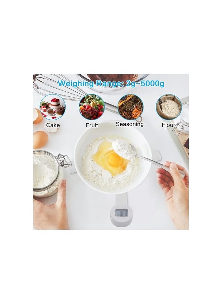 Food Weighing Scale, Kitchen Scale Food Scale, Small Portable Tare Function, Space Saving, With Display, For Cooking, Baking, White