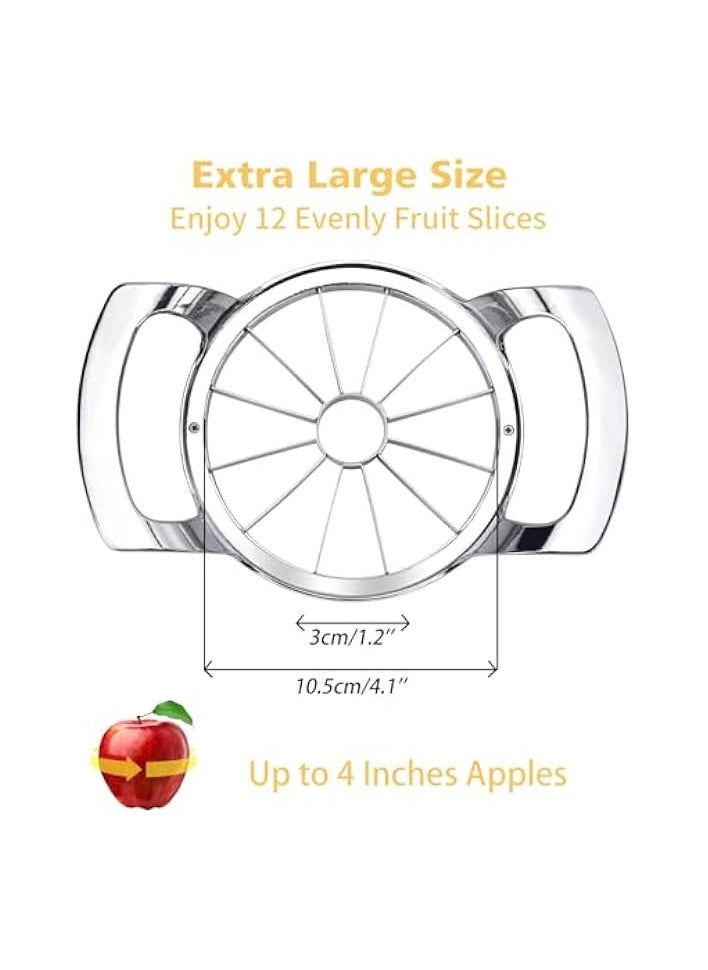 Apple Slicer Upgraded Version 12-Blade Extra Large Apple Corer, Stainless Steel Ultra-Sharp Apple Cutter, Pitter, Divider for Up to 4 Inches Apples (Update)