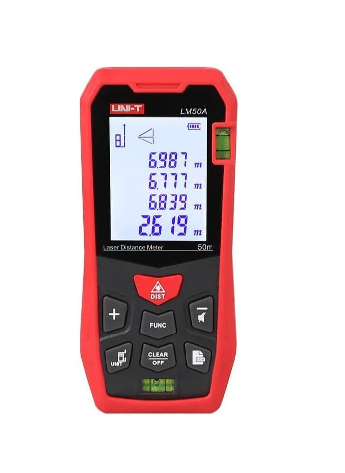 UNI-T LM50A Laser Distance Meter, Compact Digital Measuring Tool, Measures Distances up to 50m, Easy-to-Use, Accurate for Construction and DIY Projects