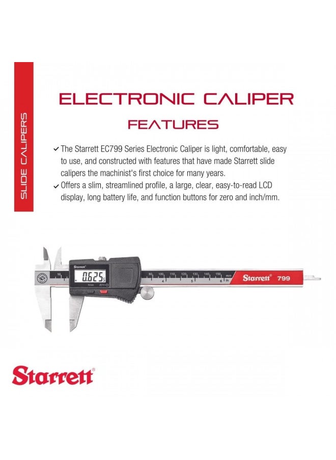 Starrett Stainless Steel Electronic Slide Caliper - 0-6