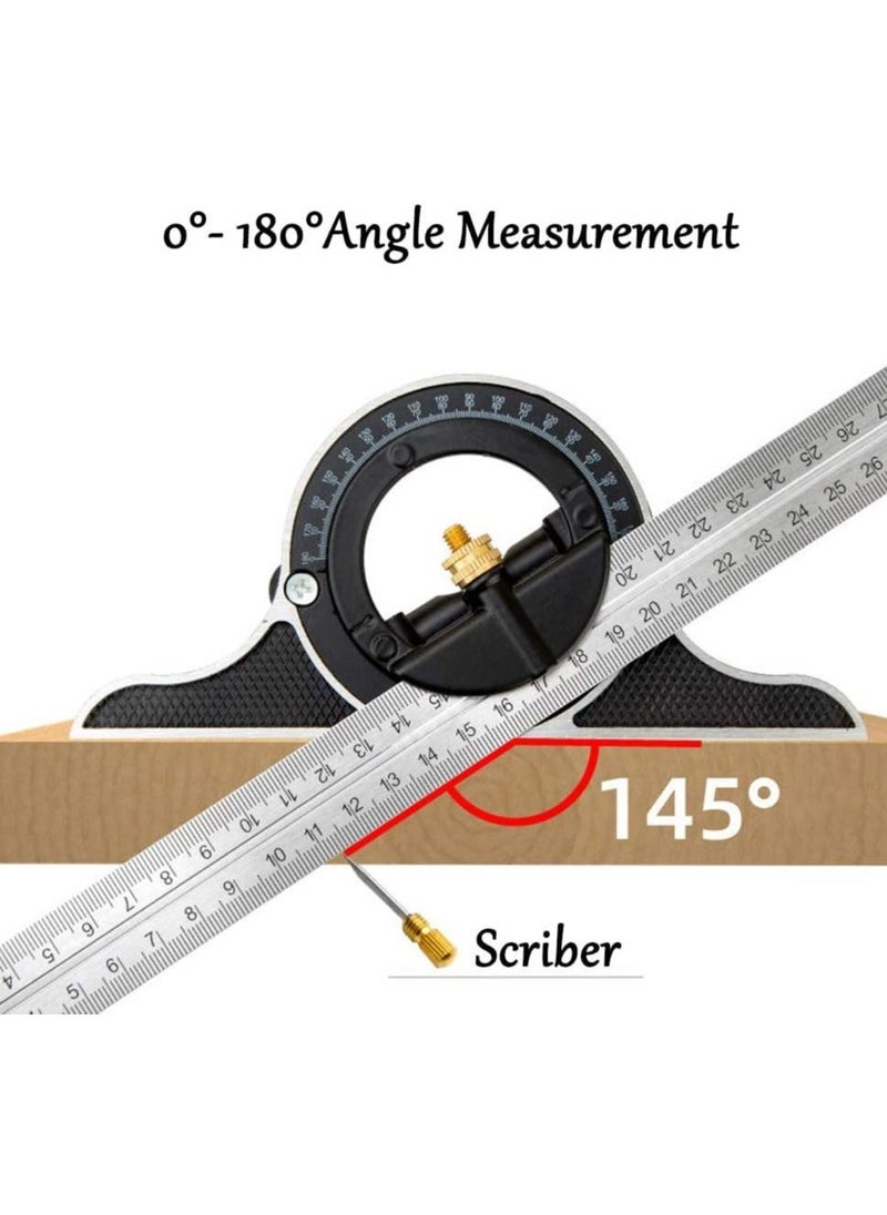 Combination Angle Ruler 300MM Square Stainless Steel Multi Function Measuring Tool