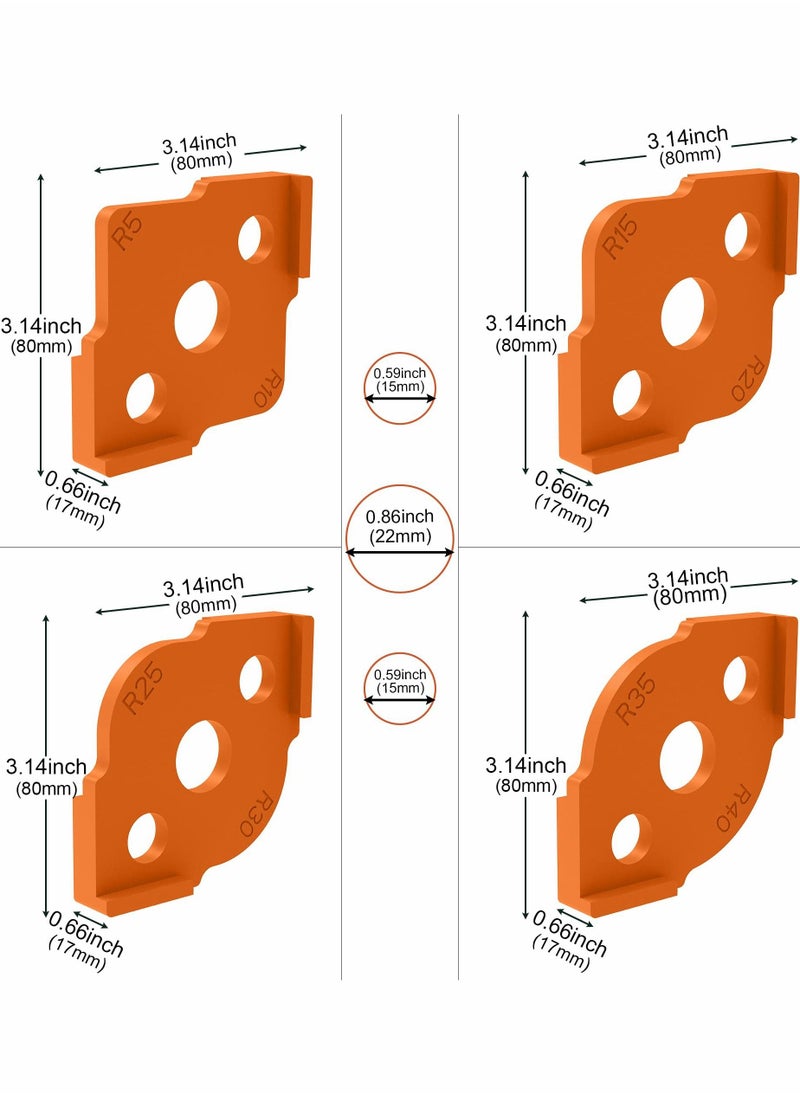 Radius Jig Router Templates, Corner Routing ABS+CNC high Hardness Processing Glue, Rounded Corners Bit, 4 Sizes