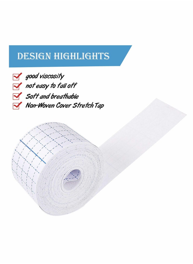 Non-Woven Cover Roll Stretch Tape Adhesive Bandages Breathable Bandage Cohesive Wrap Protective Film (2 Rolls 2 Inch x 10.94 Yard)
