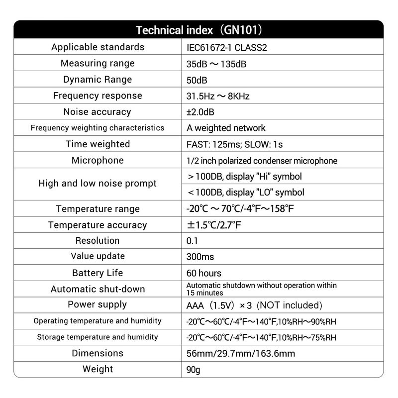 Digital 35db-135db Noise Meter With Condenser Microphone Black/Green 27 x 4.50 x 10cm