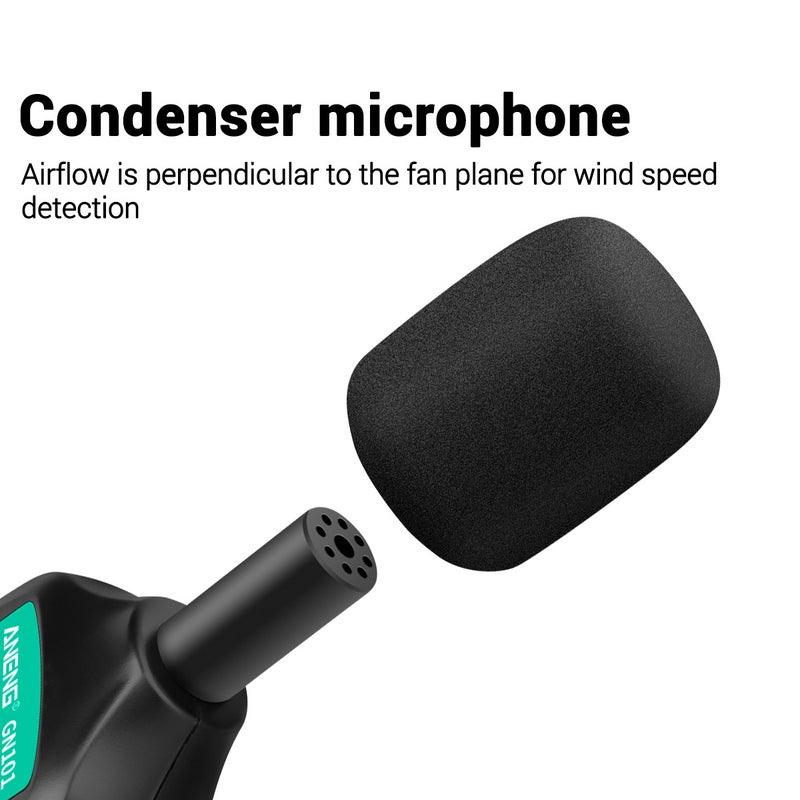 Digital 35db-135db Noise Meter With Condenser Microphone Black/Green 27 x 4.50 x 10cm