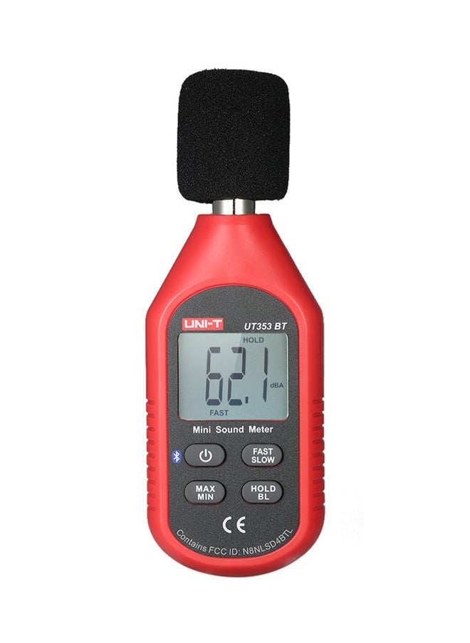 Ut353Bt Mini Lcd Digital Sound Level Meter Noise Measuring Instrument Decibel Monitoring Tester 30-130Db Black & Red 0.142kg