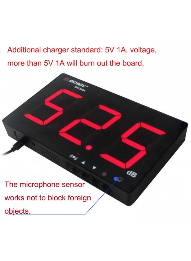 SNDWAY SW-525A 30-130dB Digital Sound Level Meter with Large LCD Display Noise Meter Decibel Wall Mounted Hanging