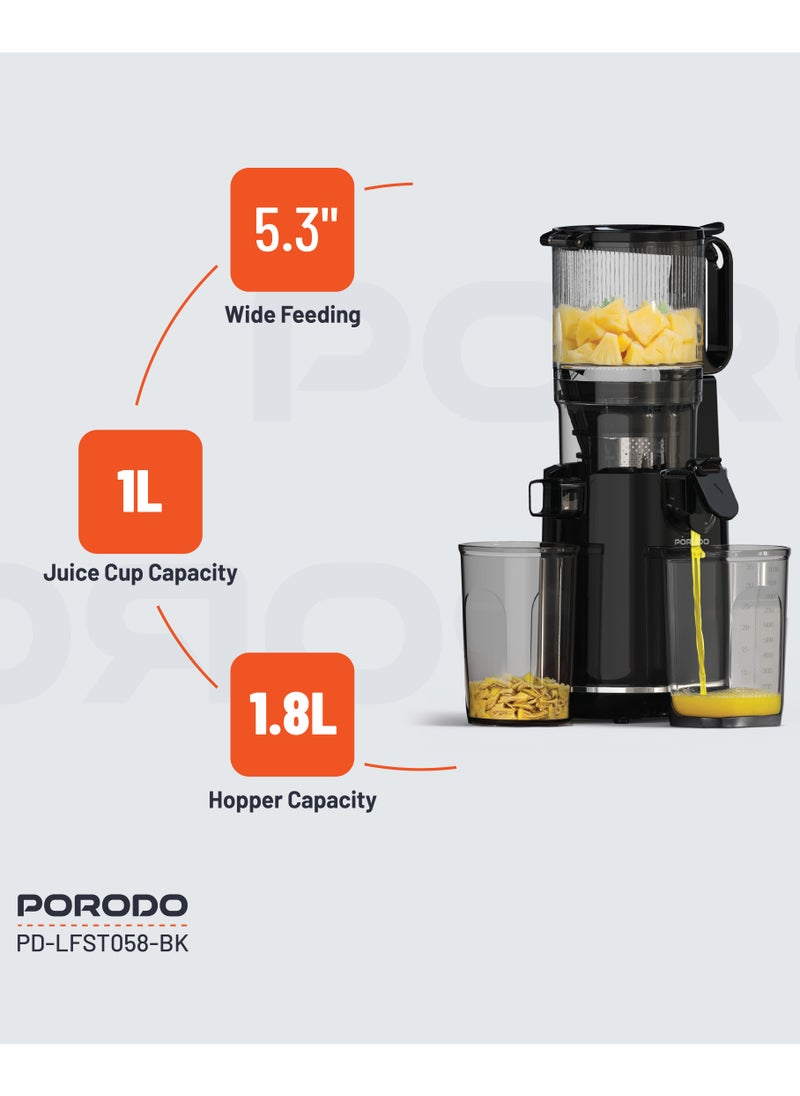 Cold Press Slow Juicer 250W / Efficient Juice Extraction / 1.8L / Easy Clean / 5.3