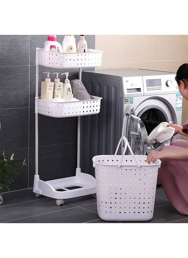 3-Tier Laundry Basket With Wheels White