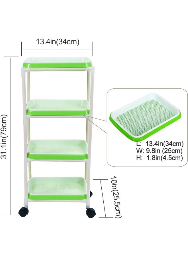 4 Layers Sprout Trays with Extra Strength Plastic Shelf Soil-Free Healthy Wheatgrass Seeds Grower  Storage Trays for Garden Home Office