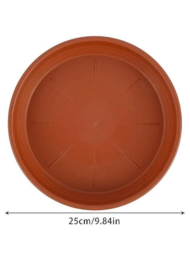 5Pack 10 Inch Plastic Plant Saucers, Durable Large Round Flower Plant Planter Pot Saucer Drip Trays Eco-friendly Round Wave Plant Tray Waterproof for Indoors Outdoor Gardening (Reddish Brown, 10 inc