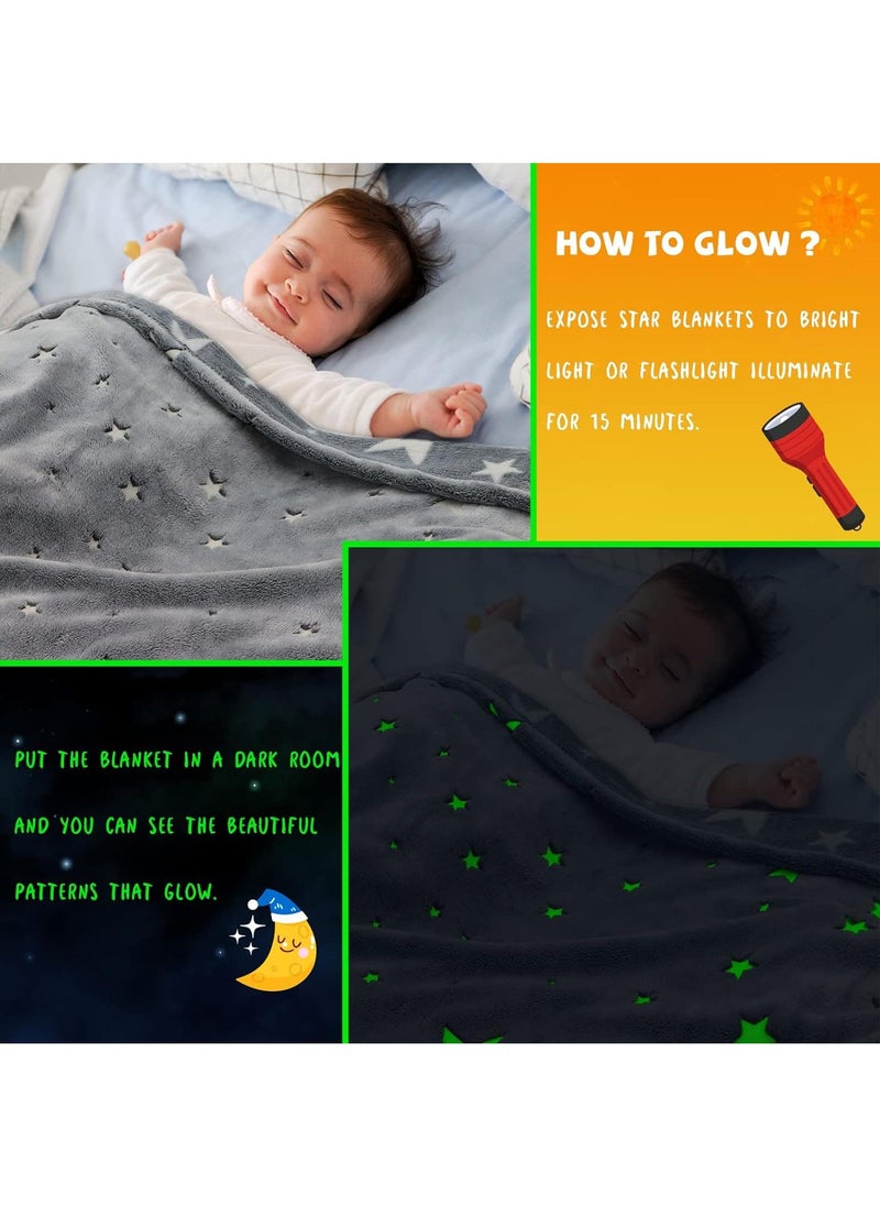 Glow in The Dark Blanket Personalized Blanket For Kids,50x60inch Throw Blankets Super Cozy Plush Soft Fleece Blanket for Girls Boys Birthday Gifts