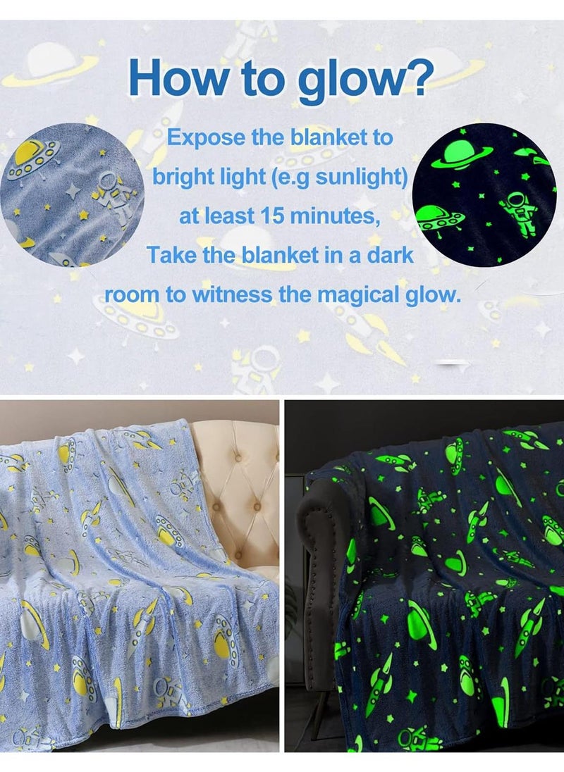 Glow in The Dark Blanket Personalized Blanket For Kids,50x60inch Throw Blankets Super Cozy Plush Soft Fleece Blanket for Girls Boys Birthday Gifts