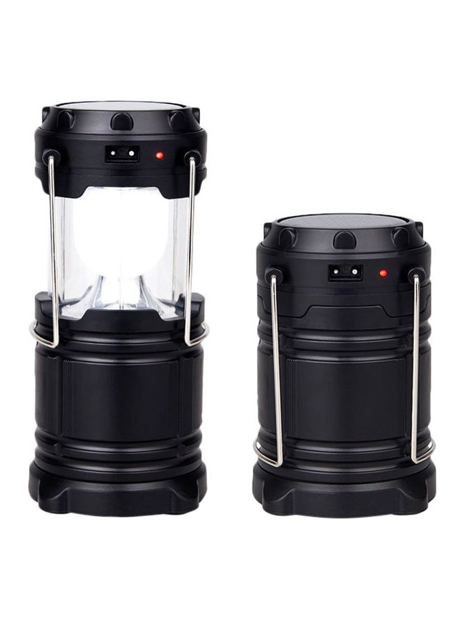 Solar Power Outdoor Portable Lantern Black 8x13centimeter