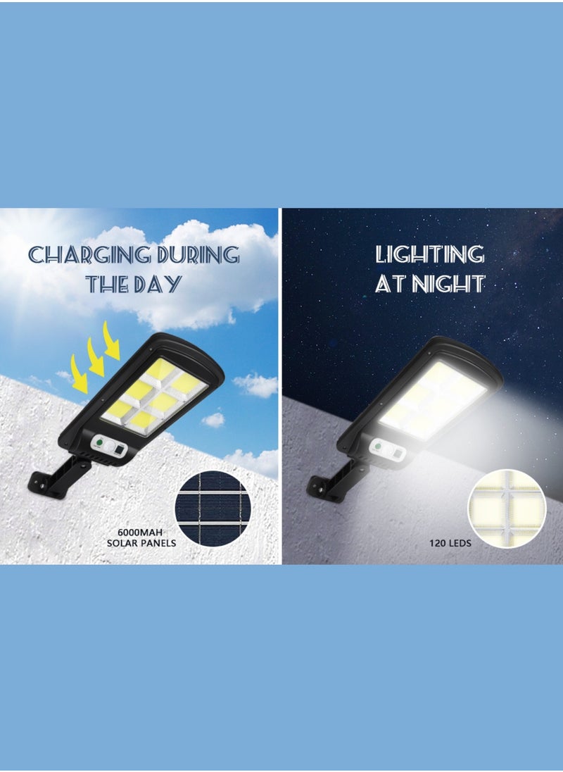 Solar Light Outdoor, Ip65 Motion Sensor Led Security Solar hanging lights with Remote Control, 3 Lighting Modes Wireless Solar Lights Parking Garden Street Yard Deck | 120LED 4 Pieces