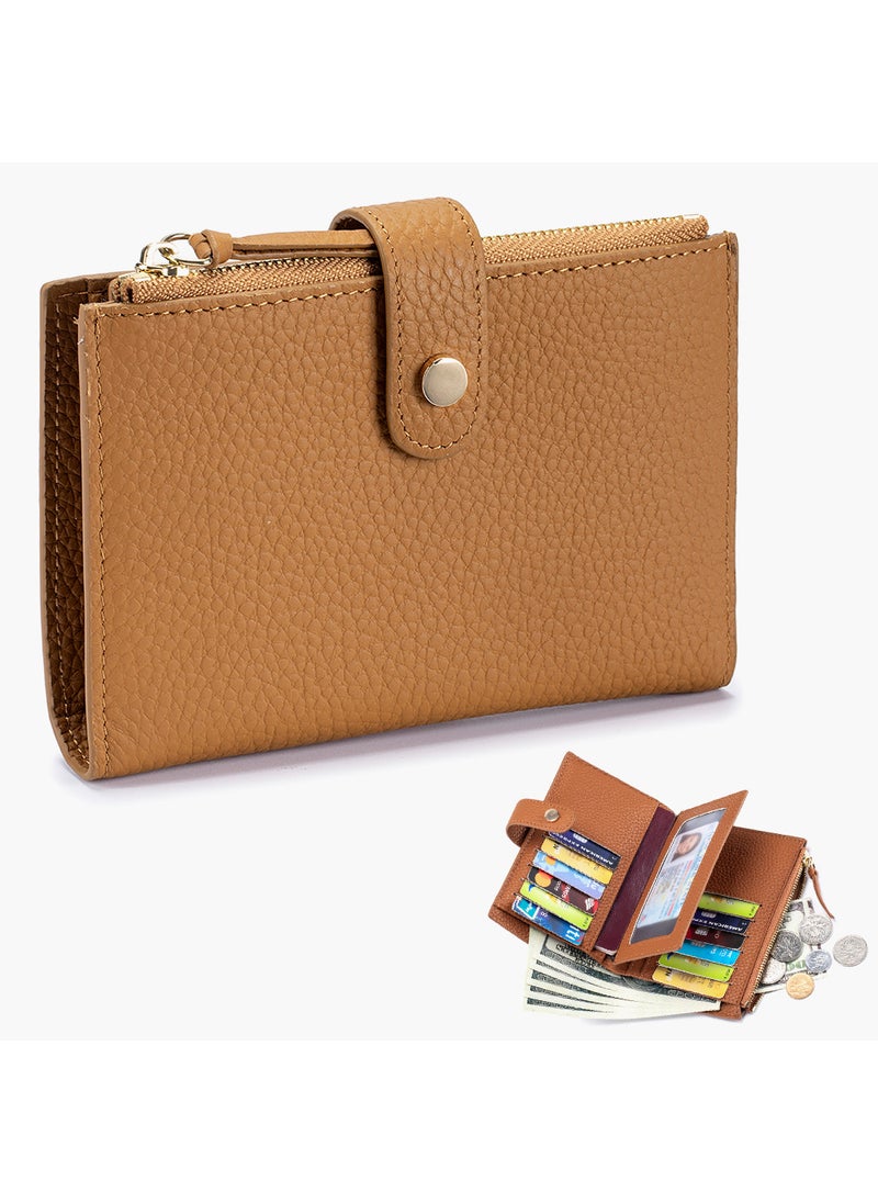 New Leather Womens Wallet Large Capacity Multi-Card Holder earthy yellow