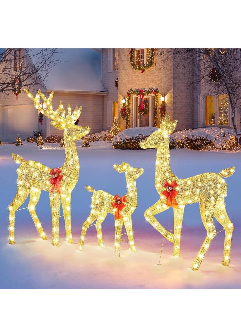 3 PCS Glowing Reindeer Elk LED Outdoor Lights for Indoor and Outdoor Front Yard Porch with Light Decoration