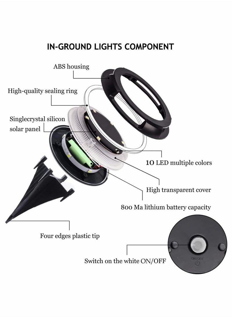 Solar Ground Lights Outdoor, Multi-Color Auto-Changing Solar Outdoor Lights（4pcs）