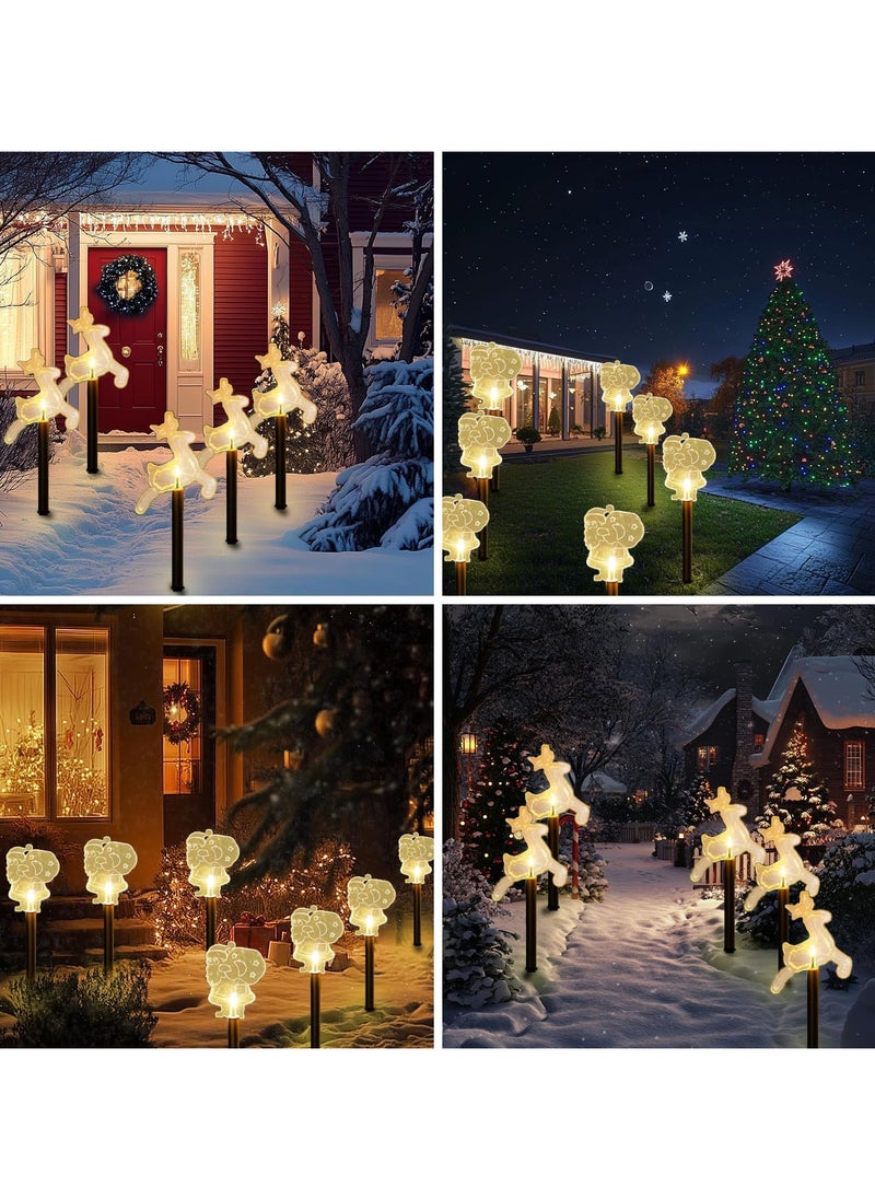 Solar Christmas Pathway Lights Outdoor, Set of 5 Waterproof Solar Stake Christmas Decor LED Lights Landscape Walkway Lights for Garden Yard Lawn Wedding Party Christmas Patio(5PCS-Warm White-Star-Deer)