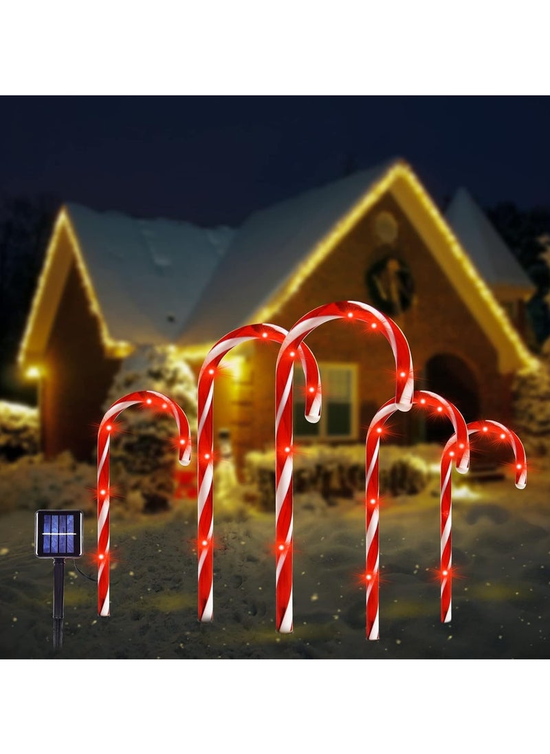 Solar Christmas Pathway Lights, Solar Candy Cane Lights Outdoor Waterproof Landscape Lights Christmas Decorative Lights for Garden Yard Street Park Christmas Wedding, 5 Pack