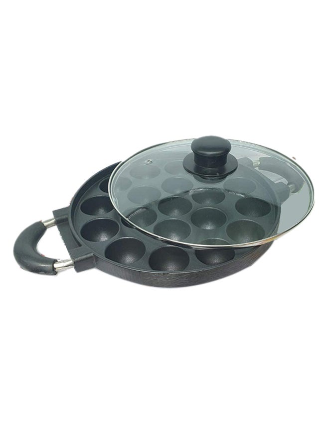 Takoyaki Pan With Glass Lid Black 23.5centimeter